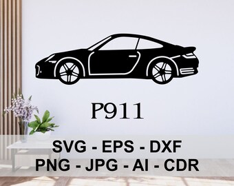 P911 German sports car, DXF, SVG, ai, png, cdr, Digital Files, laser cut, cnc, plasma, cutting, printing, engraving, vector, plasma CNC
