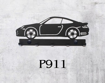 P911, German Sport Car, metal key hanger, Key Rack, design, gift, idea, car, laser cut, different sizes, Metal Wall Decor, key holder, home