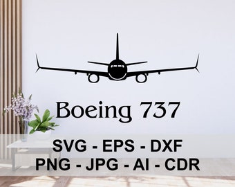 Boeing 737, airplane, DXF, SVG, ai, PNG, cdr, plane, airplane, Digital Files, laser cut, cnc, plasma, cutting, printing, engraving, vector