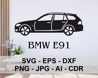 German car, BMW, e91 touring, Silhouette, dxf, svg, Digital Files, graphic, vector, laser cut, plasma CNC, cutting, engraving, automotive