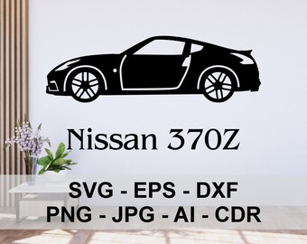 Nissan 370Z, Japan sports car, Silhouette, dxf, svg, Digital Files, graphic, vector, laser cut, plasma CNC, cutting, engraving, automotive