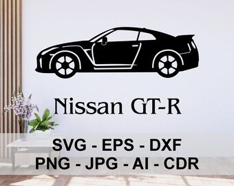 Nissan GTR, Japan sports car, Silhouette, dxf, svg, Digital Files, graphic, vector, laser cut, plasma CNC, cutting, engraving, automotive