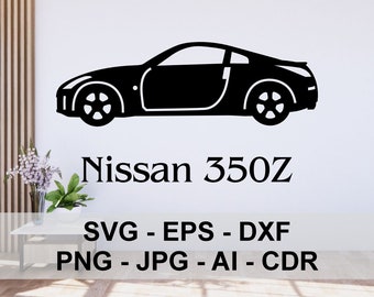 Nissan 350Z, Japan sports car, Silhouette, dxf, svg, Digital Files, graphic, vector, laser cut, plasma CNC, cutting, engraving, automotive