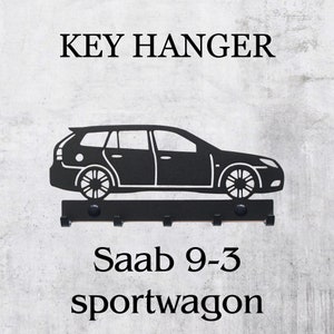 Saab 9-3 Sportwagon, Key Rack, key hanger, design, gift, idea, car, laser cut, metal wall decor, key holder, automotive, car key organizer