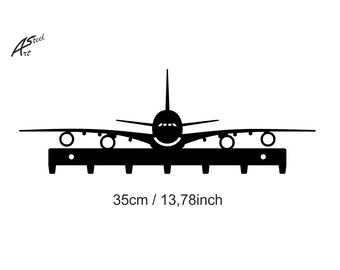 Airbus A380 35cm, 7 hooks, Key Rack, hanger, design, gift, idea, plane, laser cut, wall decor
