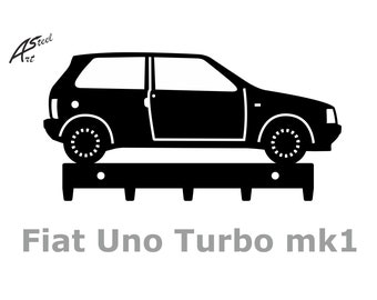 Fiat Uno Turbo mk1, key hanger, design, gift, idea, car, laser cut, key rack, metal wall decor, automotive