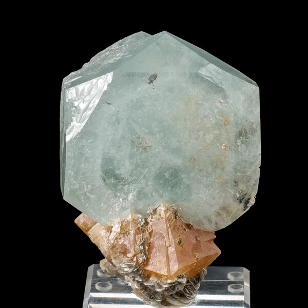 Large Aquamarine Crystal on Scheelite - Fine Mineral Specimen from Pingwu, China