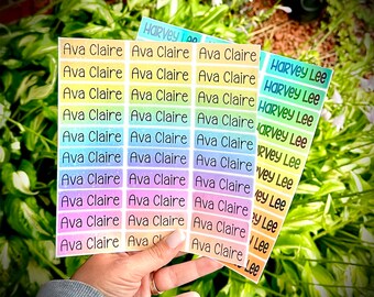 30 Water Resistant Kids Name Stickers: Back To School Labels