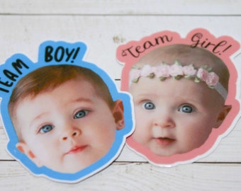 Personalized Gender Reveal Stickers: Team Boy, Team Girl