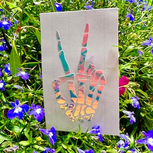 Mesmerizing Holographic Skeleton Hand Vinyl Decal, holographic decal, car decal, Halloween Sticker, stocking stuffer
