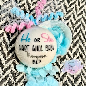 Gender Reveal Pop Apart Ball - Burst of Excitement! Gender Reveal Ideas. Gender Reveal Ball. Baby Ornament. Pregnancy Announcement.