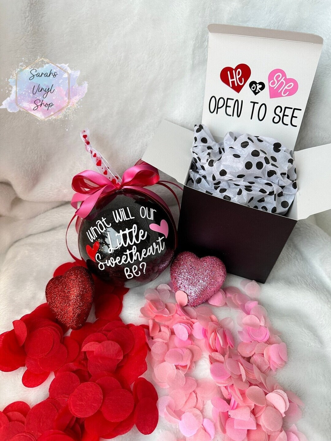 Valentine's Day Gender Reveal Ball, Valentines Baby Reveal, Gender ...