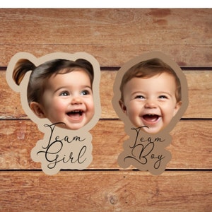 Neutral Team Boy and Team Girl Stickers, Personalized Baby Sticker, Baby Shower Sticker, Gender Reveal Sticker, Boho Gender Reveal Sticker