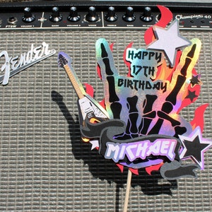 Metal Lover Cake Topper, Rock Out Cake Topper, Music Cake Topper, Teen Party Decorations, Heavy Metal Sign, Rock and Roll Cake Topper