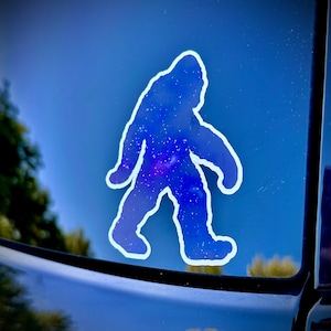 Bigfoot Among the Stars Vinyl Decal | Yeti Extraterrestrial Sticker | Sasquatch Space Adventure