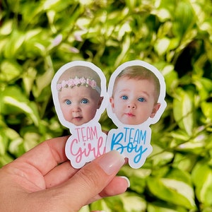 Custom Face Gender Reveal Stickers, Team Boy Team Girl