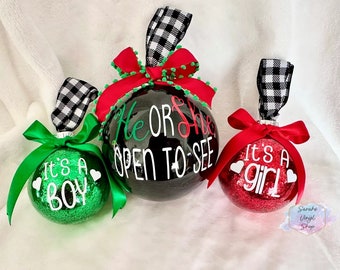 Christmas Gender Reveal Ornament | He or She Open to See | Gender Reveal Ornament | Gender Reveal by Mail | Christmas Gender Reveal