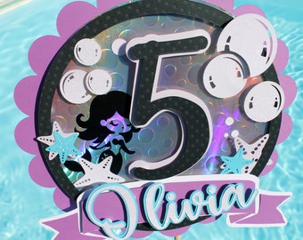 3D Mermaid Cake Topper: Custom Birthday Party Decorations