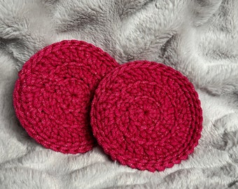 Set of Two Crocheted Double Layer Eco Friendly Hot Pink Dish Scrubbies