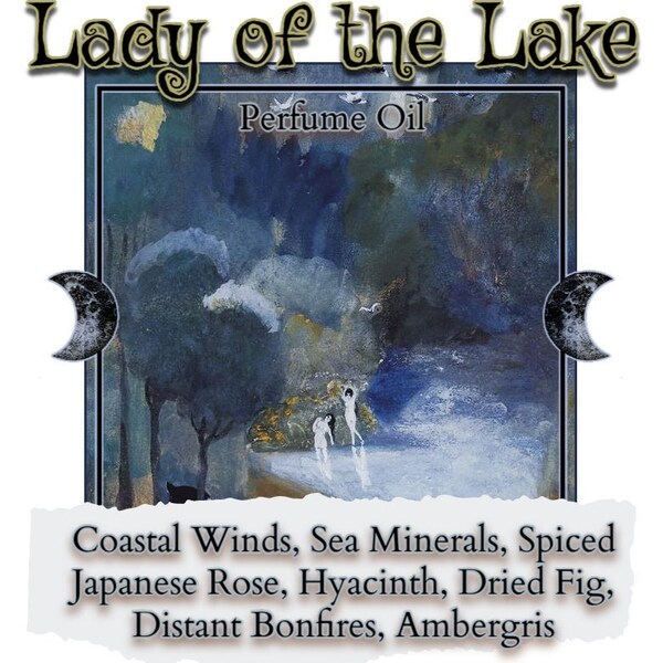 Lady of the Lake Perfume Oil - Coastal Winds, Sea Minerals, Spiced Japanese Rose, Hyacinth, Dried Fig, Distant Bonfires, Ambergris - Indie