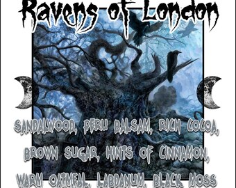 Ravens of London Perfume Oil - Sandalwood, Peru Balsam, Rich Cocoa, Brown Sugar, Hints of Cinnamon, Warm Oatmeal, Labdanum, Black Moss