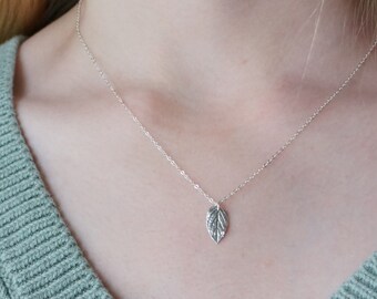 Everyday Sterling Silver necklace Silver Leaf Necklace Delicate Tiny Plant Necklace