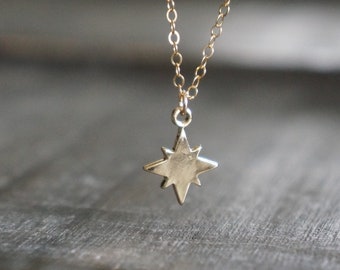 North Star Necklace // Small Simple Star Pendant on a 14k Gold Filled Chain • Good Luck Charm Necklace • Celestial Lucky Talisman Jewelry