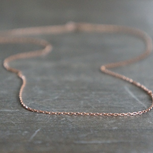 Rose Gold Elongated Box Chain Necklace • Skinny and Strong 14k Rose Gold Filled Necklace • Long or Short • Choose Your Length • Layering