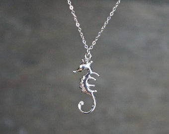 Silver Seahorse Necklace / Seahorse Pendant on a Dainty Sterling Silver Chain • Gift for Her •  Good Luck • Symbol of Calm Strength & Power