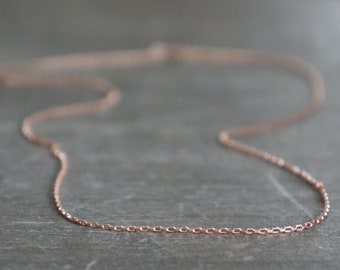 Rose Gold Elongated Box Chain Necklace • Skinny and Strong 14k Rose Gold Filled Necklace • Long or Short • Choose Your Length • Layering