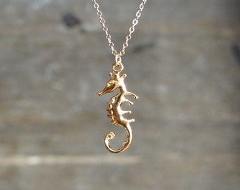 Gold Seahorse Necklace / 3D Seahorse Pendant on a Dainty 14k Gold Filled Chain • Gift for Her •  Good Luck • Symbol of Calm Strength & Power