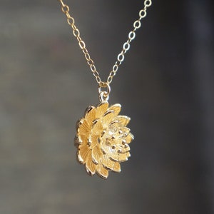 Gold Lotus Necklace // Layered Petals Lotus Flower Pendant on a 14k Gold Filled Chain • Gold Flower Design Necklace • Lotus Charm Necklace
