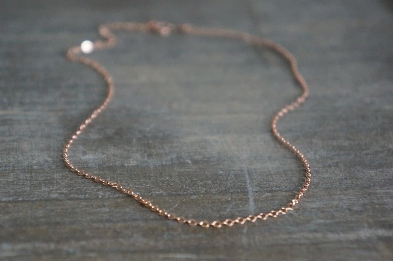 Dainty Rose Gold Chain Necklace Light and Airy 14k Rose Gold Filled Cable Chain Necklace Long or Short Choose Your Length Layering image 7