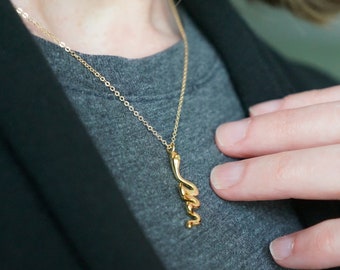 Dainty Snake Necklace // Gold Snake Pendant on a 14k Gold Filled Chain • Serpent Charm Necklace • Snake Spirit Animal • Coldblooded Snake