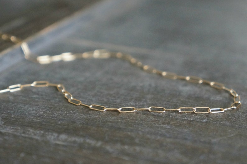 Dainty Rectangle Link Necklace // 14k Gold Filled Chain Necklace / With or Without Extender • Long or Short Layering • Choose Your Length 