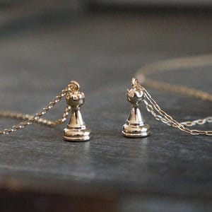 Tiny Rook Necklace // Mini Gold Rook Pendant on a 14k Gold Filled Chain, Rook Chess Piece Charm Necklace, Cable Chain or Rolo Chain