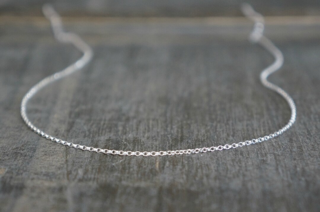 Dainty Rectangle Link Necklace // Sterling Silver Chain Necklace