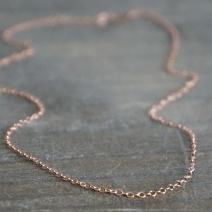 Dainty Rose Gold Chain Necklace Light and Airy 14k Rose Gold Filled Cable Chain Necklace Long or Short Choose Your Length Layering image 1