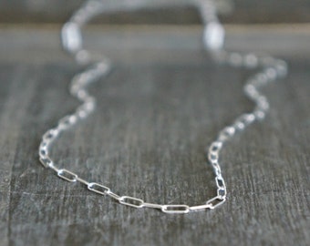 Dainty Rectangle Link Necklace // Sterling Silver Chain Necklace / With or Without Extender • Long or Short • Choose Your Length • Layering