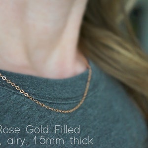 Dainty Rose Gold Chain Necklace Light and Airy 14k Rose Gold Filled Cable Chain Necklace Long or Short Choose Your Length Layering image 4