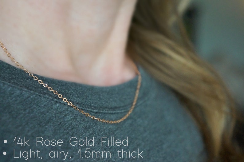 Dainty Rose Gold Chain Necklace Light and Airy 14k Rose Gold Filled Cable Chain Necklace Long or Short Choose Your Length Layering image 4