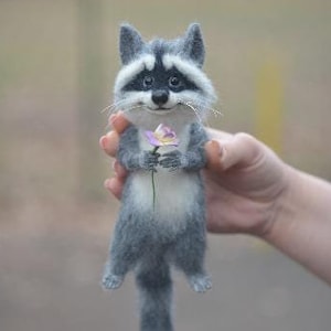 Sculpture raccoon Made to order Figurine miniature raccoon Collectible grey raccoon Gift for Birthday Gift for him  Sculpture animal