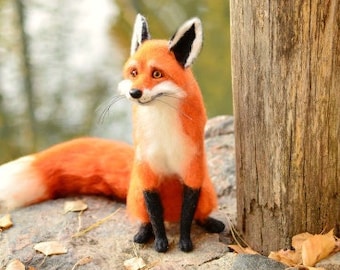 Made to order Fox felt Doll fox OOAK Needle felted animal Fox toy Sculpture fox Handmade animal Red fox Orange fox Figurines  sculpture