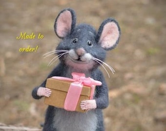 Sculpture grey mouse Collectible mouse Sculpture rat Gift for mom Gift for dad Gift for him Gift for her Figurine grey mouse Figurine rat