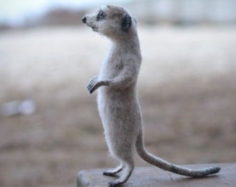 MADE TO ORDER!  Felted meerkat, Meerkat cute, Meerkat gray, Meerkat, Gift for sister, Gift for girlfriend, Birthday gift, Gift for mom