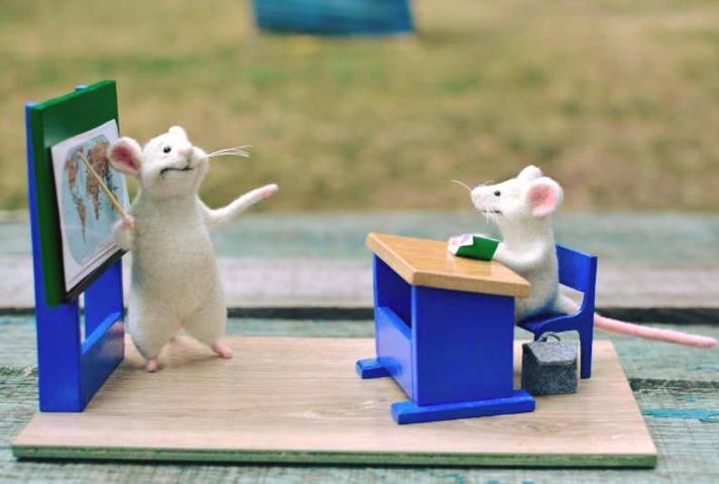 MADE TO ORDER Mice in school Mouse student White mouse Felt Etsy