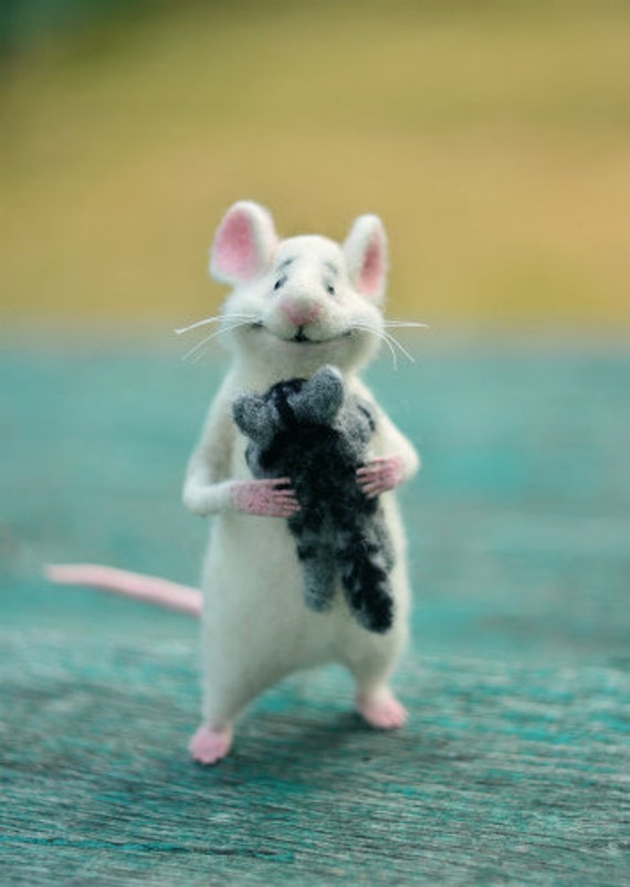 Beeldje witte muis Collectible muis | Etsy Nederland