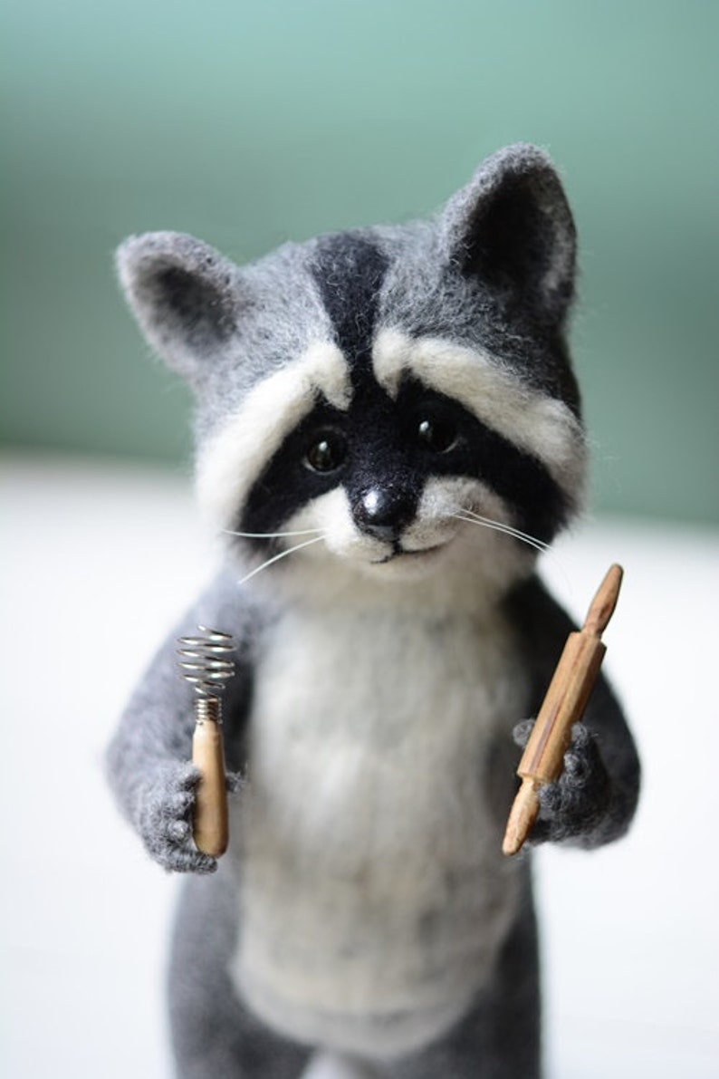 Made to order Raccoon felted Raccoon cook Raccoon chef Raccoon | Etsy