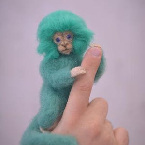 Green marmoset monkey, Made to order, Collectible marmoset, Figurine monkey, Sculpture marmoset monkey, Pygmy marmoset, Animal, Gift