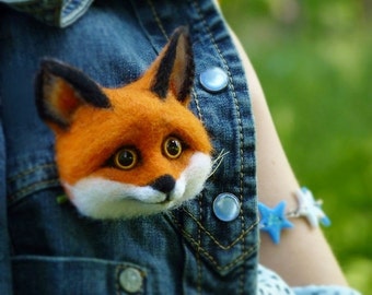 MADE TO ORDER 3D brooches Felt fox Animals brooch pins Felted brooch fox Brooches animals Fox animals 3D brooch Beautiful brooch fox 3D fox